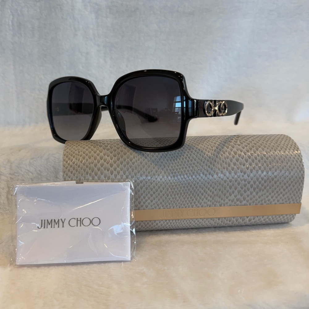 Jimmy Choo EUC Black Sammi Square Sunglasses with Branded Case